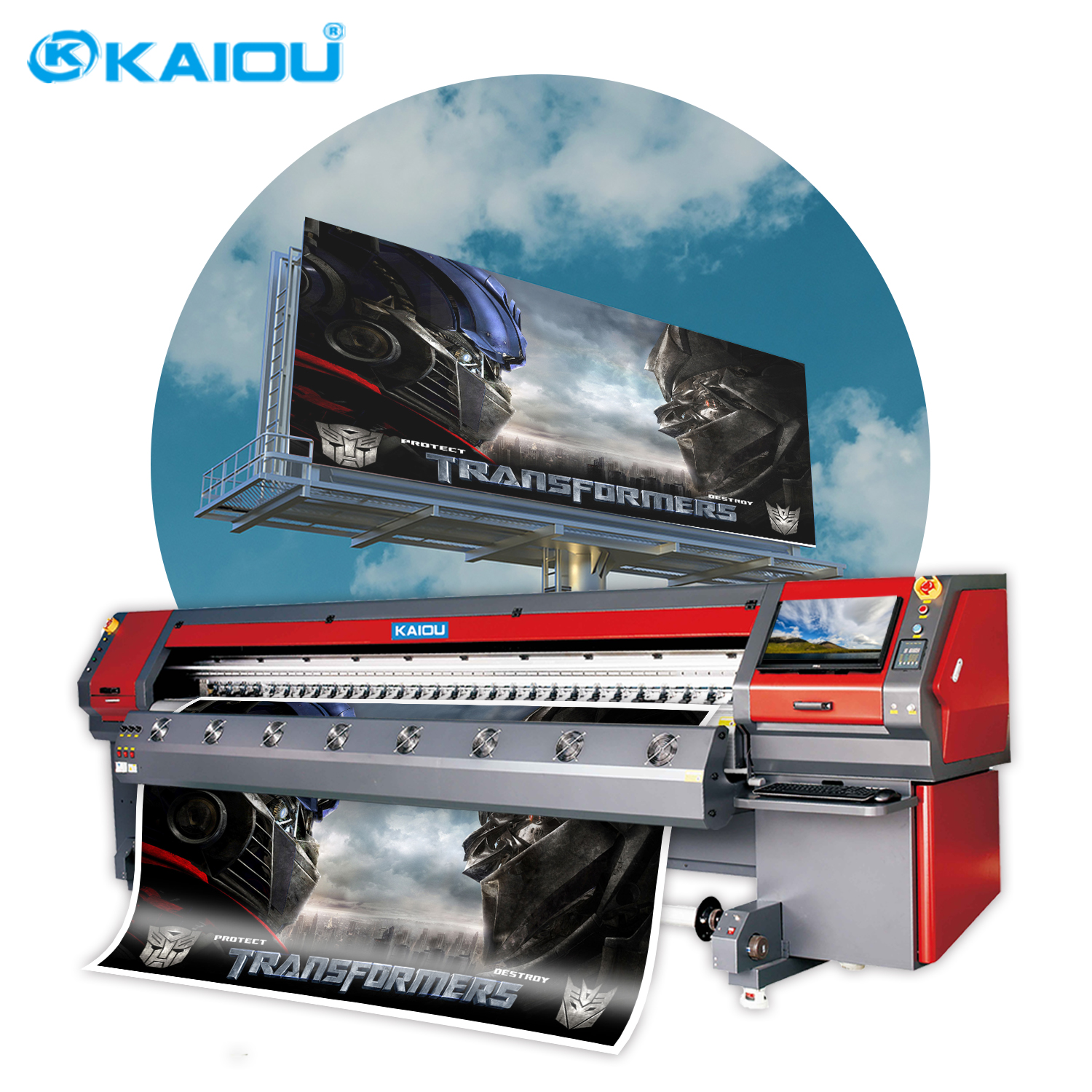 Impresora solvente de plataforma de gran tamaño KAIOU, impresora exterior de 3,2 m de ancho de impresión